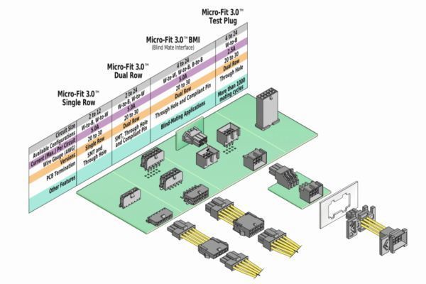 Bild 1: Molex Micro-Fit 3.0 ist eines der flexibelsten Zusammenschaltungssysteme, die derzeit auf dem Markt erhältlich sind (Bild: Avnet Abacus)