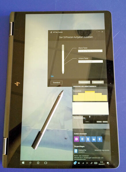 Die beiden Tasten des Stylus mit Ntrig-Technik lassen sich per Software mit verschiedenen Funktionen belegen. (Vogel IT-Medien)