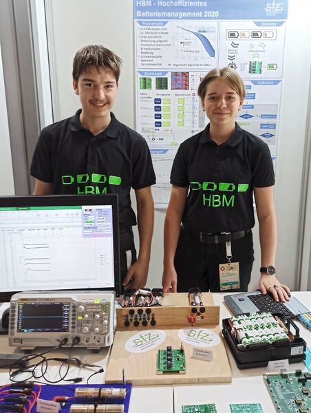 Haben ein hoch effizientes Batterie-Management-System entwickelt: die Schüler Jan Reckermann (links) und Soﬁa Mik waren damit bei Jugend forscht erfolgreich.  (Soﬁa Mik/Jan Reckermann, SFZ Südwürttemberg )