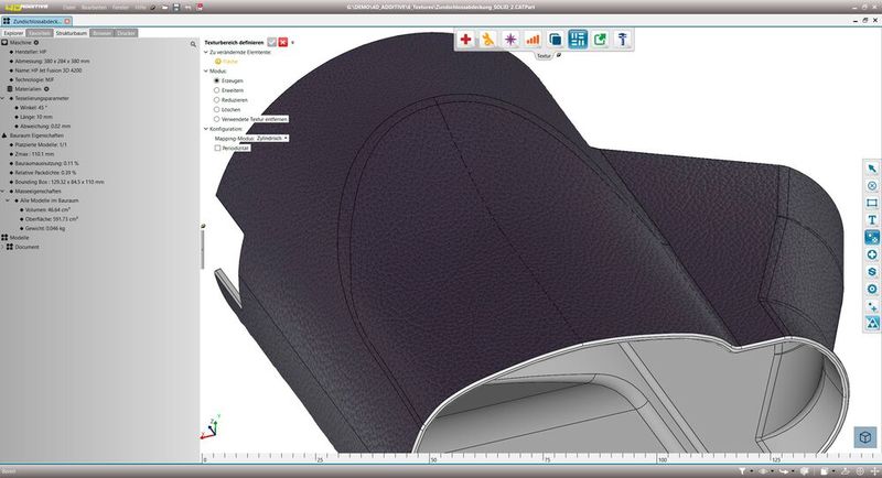Mit 4D_Additive werden VDI-Oberflächentexturen direkt auf den CAD-Modellen erzeugt zur Eliminierung der Stairstepping-Effekte beim 3D-Druck  (Bild: Core Technologie)