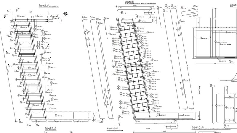 Draufsicht Widerlager Zeichnung: Draufsicht-Zeichnung einer Widerlagerbewehrung (Bild: Trimble Germany GmbH)