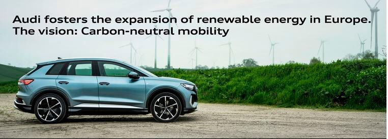 Partnership with energy providers: Audi funding expansion of renewable energy to increase the number of charging stations in Europe that use green power. (AUDI AG )