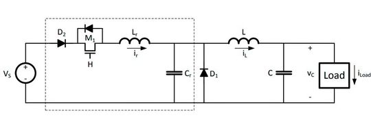 Figure 2. Zero-current-switching (ZCS) quasi-resonant buck converter topology. Adapted from [4]. (Bild:  Maurizio Di Paolo Emilio)