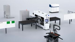 Mit einem Laser-Schneidkopf, einer Laserabsaugung und Strahlschutz wird die Tru Punch 1000 zu einer Tru Matic 1000 fiber. (Bild: Trumpf)