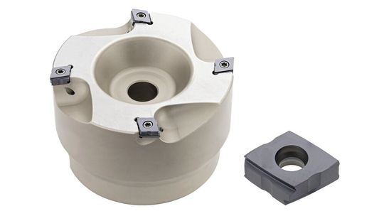 Ingersoll hat eine neue Schlichtfräser­Serie mit vor Stirn angeordneten Tangentialschneiden entwickelt. Im Bild der «Micromill»-Schlichtfräser Serie «6F6S» mit der Wendeplatte «YDA-22L101».(Bild:  Ingersoll)