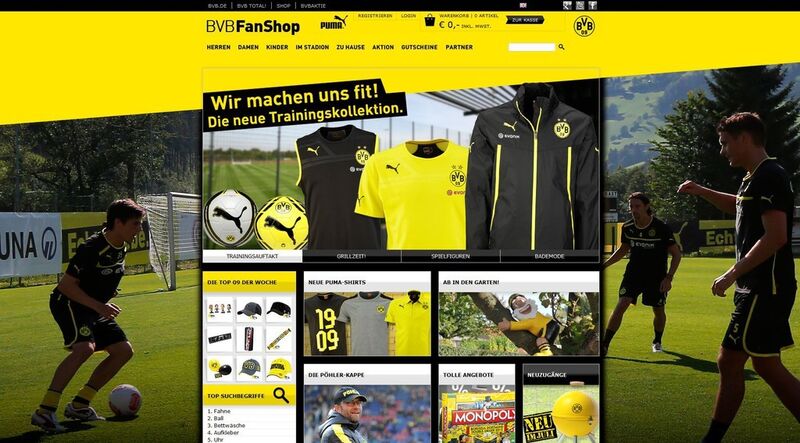 Über den Webshop können Fans die neuesten Artikel ordern. Die Logistiker übernehmen sogar die Beflockung der Trikots. (Bild: BVB)