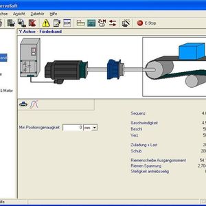 Antriebsmechanismen: Berechnet werden Kugelumlaufspindel, Riementrieb, Zahnstange, Wickler, Linearmotor – insgesamt 13 unterschiedliche Antriebsmechanismen, die noch laufend erweitert werden. Auch Vorlagen für Querschneider, Fliegende Schere und Ablängsysteme sind verfügbar.