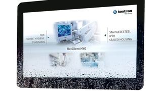 Der Panel-PC Flatclient HYG mit IP 69K und Edelstahlgehäuse für hygienisch sensible Anwendungen wurde nach EHEDG Richtlinien entwickelt und ist für Washdown-Anwendungen geeignet. (Kontron)