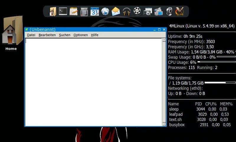 In 4MLinux ist auch ein Editor dabei. (Joos/4MLinux (Screenshot))