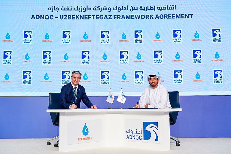 The agreement was signed by Omar Suwaina Alsuwaidi, the Executive Office Director, Adnoc; and Bakhrom Ashrafkhanov, Chairman of the Board, Uzbekneftegaz in Abu Dhabi. (Abu Dhabi National Oil Company)