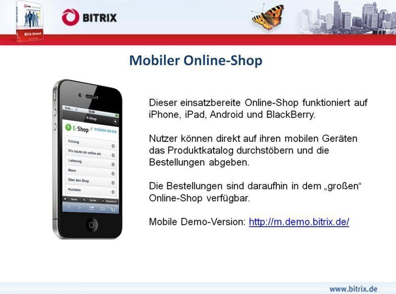 Dank der neu integrierten BitrixMobile-Technologie können Websites und Online-Shops nun auch auf mobilen Endgeräten optimiert dargestellt werden. (Archiv: Vogel Business Media)