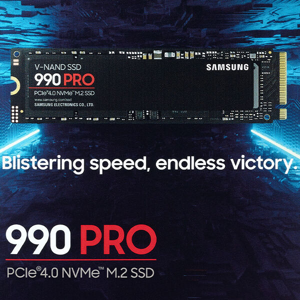 Samsungs NVMe SSD 990 PRO soll vor allem mit hoher Performance punkten.