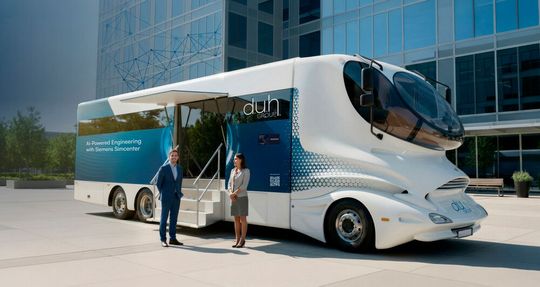 Vom 24. März bis 22. Juni 2026 tourt die d.u.h.Group Simcenter Roadshow im  Colani-Truck durch Deutschland, Österreich und die Schweiz.(Bild:  d.u.h.Group)