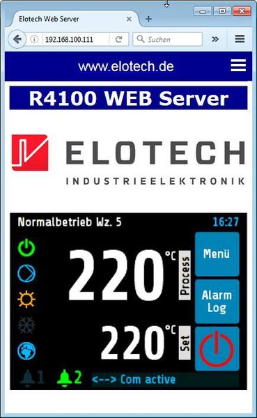 Screenshot of the web browser (ELOTECH Industrieelektronik GmbH)