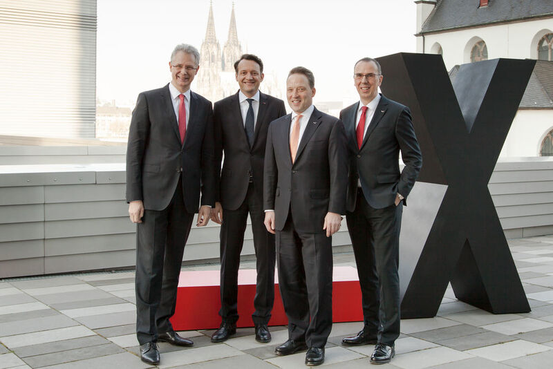 The Lanxess Board of Management at the company’s Annual Press Conference (f.l.t.r.): Rainier van Roessel, Member of the Board and Labor Director, Michael Pontzen, CFO, Matthias Zachert, CEO, and Hubert Fink, Member of the Board (Picture: Lanxess)