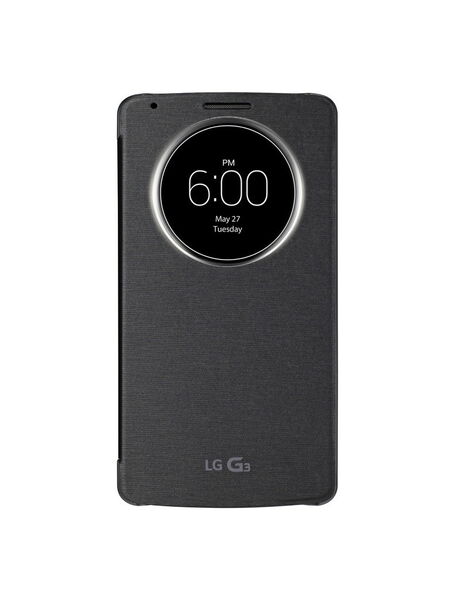 Die Schutzhülle ermöglicht einfachen Zugriff auf häufig verwendete Funktionen wie Telefonieren, SMS, Musik und Kamera direkt im Quick-Circle-Fenster, ohne das Cover öffnen zu müssen. (Bild: LG)