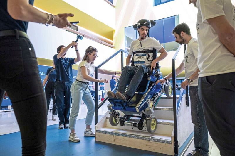 Mit dem Rollstuhl treppauf und treppab. (Bild: ETH Zurich / CYBATHLON)
