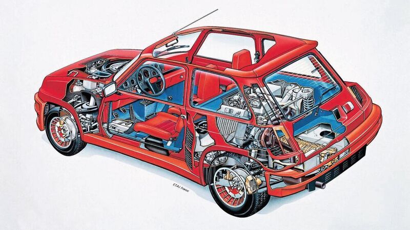 Die Röntgenaufnahme des Turbo 1 macht deutlich, wie wenig diese Version des Renault 5 noch mit dem Original gemein hatte. (Renault)