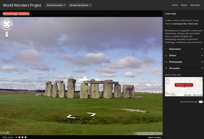 Stonehenge, Avebury: Digitale Reise mittels World Wonders Project (Quelle: Google)