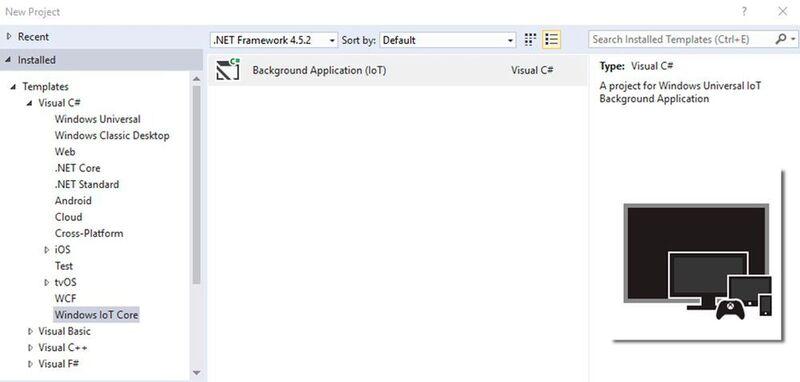 Bild 6: Eine Background Application für Windows IOT Core wird erstellt unter File->New->Projects->Windows IOT Core->Background Application (Avnet Silica)
