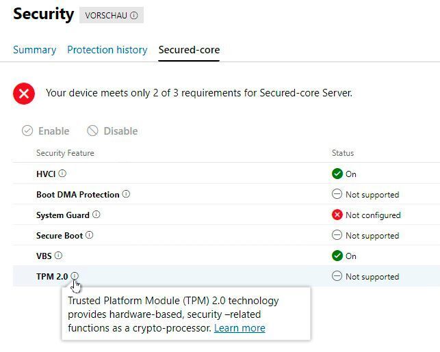 Windows Server 2022 Essentials verfügt über die gleichen Sicherheitsfunktionen wie die anderen Editionen. (Microsoft / Joos)