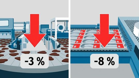 Auftragseingang im ersten Halbjahr 2026: VDMA ermittelt einen Rückgang des Auftrageingangs im Nahrungsmittelmaschinenbau von minus drei Prozent und im Verpackungsmaschinenbau von minus acht Prozent.(Bild:  Gemini / KI-generiert)
