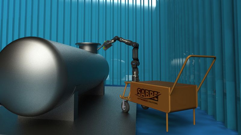 Der mobil einsetzbare Sandstrahlroboter hat ein Gewicht von maximal 65 kg. Er lässt sich besonders einfach transportieren. (Bild: Schunk)