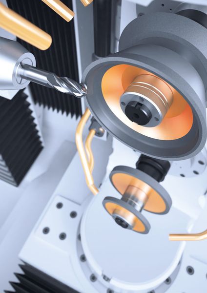 Über die zwei vertikal angeordneten Spindeln der Schleifmaschine VGrind 360 können Werkzeughersteller ihre Hartmetallwerkzeuge auf zwei Ebenen bearbeiten. (Vollmer Werke)