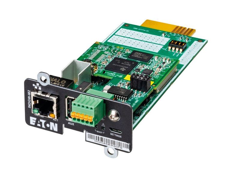 Die Industrial Gateway Card ist eine der Netzwerkkarten von Eaton für die unterbrechungsfreie Stromversorgung, die jetzt die Sicherheitsstandards IEC 62443-4-2 und UL 2900-1 erfüllen. (Eaton)