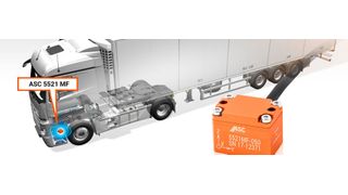 Monalysis montiert die Beschleunigungssensoren von ASC u.a. im Bereich der LKW-Vorderachse. Die dort gemessenen Werte geben Rückschlüsse auf das Belastungsgeschehen am Gesamtfahrzeug. (ASC)