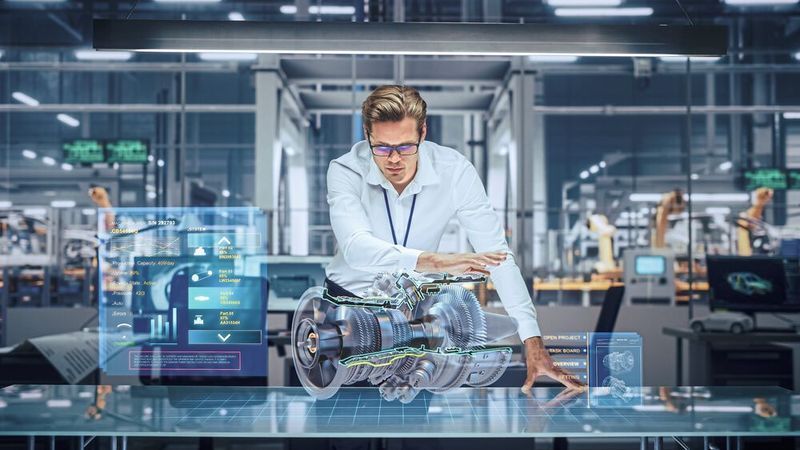 Platz 9: Viele Visionen der Industrie 4.0 bündeln im digitalen Zwilling. Doch sein Nutzen hängt entscheidend davon ab, wie gut der Datenaustausch mit Kunden, Partnern und Lieferanten gelingt. Standardisierte Datenräume wie die Verwaltungsschale oder Manufacturing X erleichtern das. (Bild: Simus Systems)