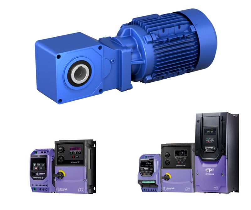 BBB-H IE5 von Sumitomo Drive Technologies kombiniert Kegelstirnradgetriebe, Lafert-Motor und Invertek-Frequenzumrichter.