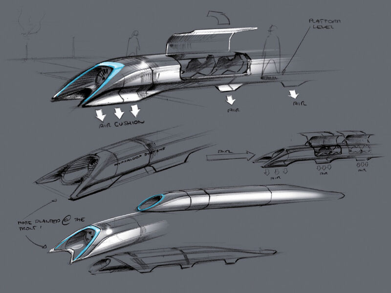 Einige Entwürfe des Hyperloop Alpha (Bild: SpaceX)