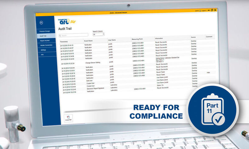 The new Arc Air sensor management software is ready for compliance with the requirements of GMP guidance such as FDA CFR 21 Part 11 and Eudra Lex Volume 4 Annex 11. (Hamilton Company)