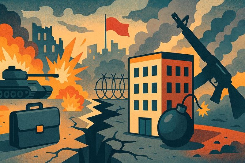 Platz 10 in Deutschland (14 %), global von Platz 9 auf Platz 7 (15 %) und damit die höchste Platzierung seit Bestehen des Allianz Risk Barometers: Politische Risiken und Gewalt. Der Aufstieg ist primär auf die zunehmende Besorgnis über geopolitische Instabilität und weltweite Konflikte zurückzuführen. Die geopolitische Lage hat zu einer Verdreifachung von Handelsbeschränkungen geführt. Über die Hälfte der global Befragten (51 %) hält eine Lähmung der globalen Lieferketten infolge eines geopolitischen Konflikts für das wahrscheinlichste unvorhersehbare Krisenszenario der nächsten fünf Jahre. Außerdem sind geopolitische Risiken eng mit dem Risiko von Betriebsunterbrechungen verknüpft. Obwohl es in Deutschland zuletzt zahlreiche politisch motivierte Anschläge gab, beispielsweise auf die Infrastruktur der Bahn oder in Berlin, ist die Risikowahrnehmung hierfür von Platz 6 auf Platz 10 abgerutscht. Die hiesige politische und regulatorische Unsicherheit spiegelt sich mehr in den Änderungen in Gesetzgebung und Regulierung (Platz 3) wider. (Bild: KI-generiert)