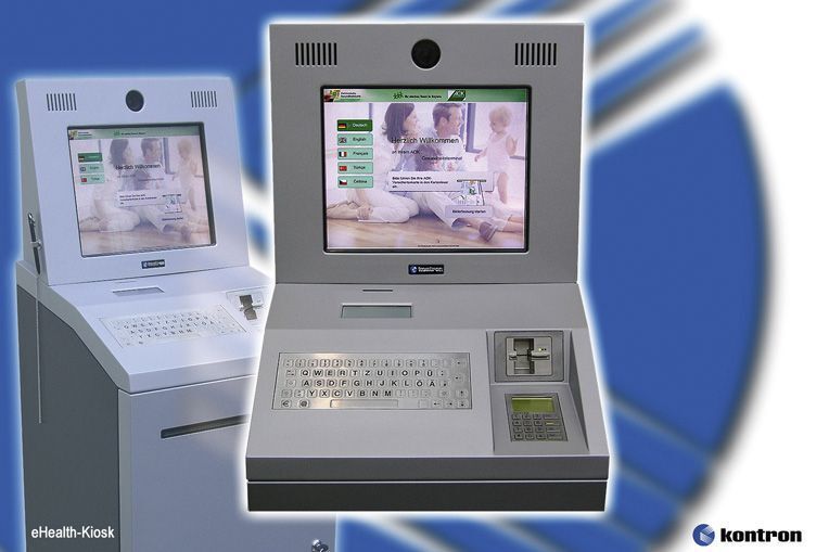 eHealth-Kiosk-Patiententerminal von Kontron – mit auf den Gesundheitsmarkt zugeschnittener Software von ICW wird der Anmeldeprozess vereinfacht und beschleunigt (Archiv: Vogel Business Media)