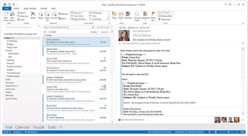 Abbildung 3: Amazon Work Mail integriert in Micrsosoft Outlook (Bild: Amazon Web Service)