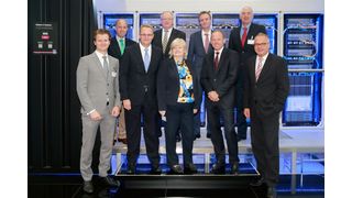 IBM und Rittal erweitern globale Partnerschaft: Sebastian Eberl, Bret Lehman, Andreas Keiger, Matt Brown, Cheryl Shearer, Martin Kipping, Thomas Striebel, Scott Kennedy, Marcus Fischbach (von links nach rechts). (Rittal)
