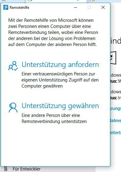 Mit der Remotehilfe-App in Windows 10 können Benutzer sehr leicht Fernwartungen über das Internet durchführen. (Joos / Microsoft)
