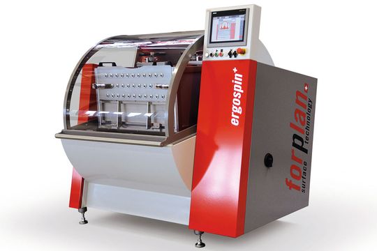 Die Ergospin ist eine neuartige Planeten-Gleitschliffanlage von Forplan mit Fokus auf eine maximale Einflussnahme auf den Polierprozess.(Bild:  Forplan)