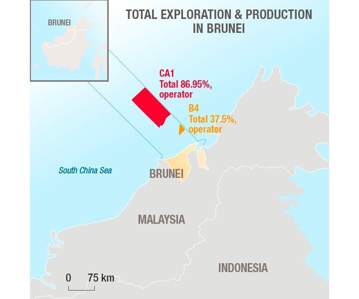 Total exploration and production in Brunei.  (Total )