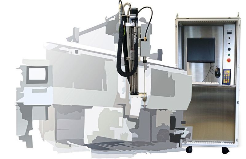 Heun Funkerosion says the company's eroding units have high EDM drilling speeds and can be applied in many different fields of EDM drilling. The eroding head can be attached to existing machining centres or to tooling robots.  (Heun Funkenerosion)