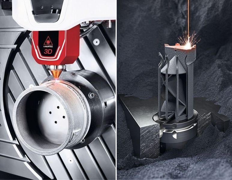 Das DMG Mori Portfolio umfasst vier vollständige Prozessketten für additive Verfahren mit der Pulverdüse und im Pulverbett. (DMG Mori)