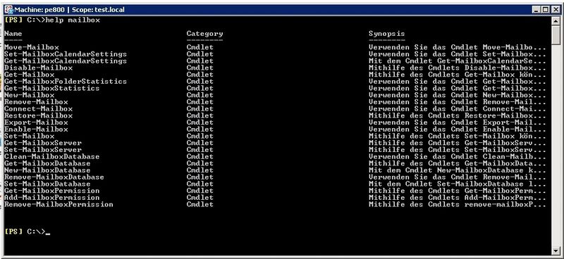 Abbildung 3: „Help Mailbox“ zeigt alle Cmdlets mit den Nomen „Mailbox*“ an (Archiv: Vogel Business Media)