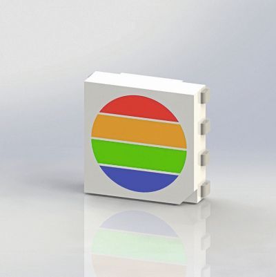 Human Centric Lighting: Die RWGB-Variante der 4-in-1-LED emittiert sowohl die drei Primärfarben Rot, Grün und Blau als auch weißes Licht mit 3200 K (schematische Darstellung).