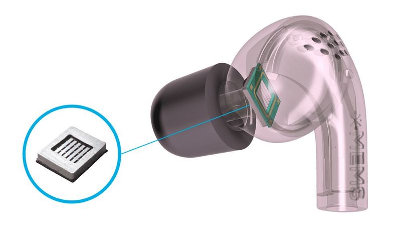 xMEMS verspricht nicht viel weniger als eine Revolution im Bereich der Lautsprecher. Besuchenden mit einem Termin werden die Ohrstecker Cypress gezeigt. Diese solid-state, MEMS-Kopfhörer erreichen einen Schalldruckpegel (SPL) von über 140dB im Niederfrequenzbereich, was einen Ersatz für veraltete, seit einem Jahrhundert bestehende Spulenlautsprecher in Noise-Canceling-Ohrhörern ermöglicht. (Bild: xMEMS)