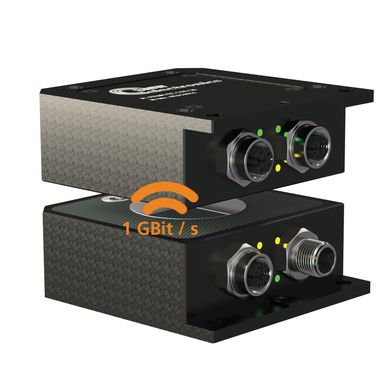 Das induktive Koppelsystem C80 Giga von SMW überträgt Energie bis 75 Watt – und Signale in Echtzeit mit bis zu einem Gigabit pro Sekunde. (Bild: SMW-Autoblok/SMW-electronics)
