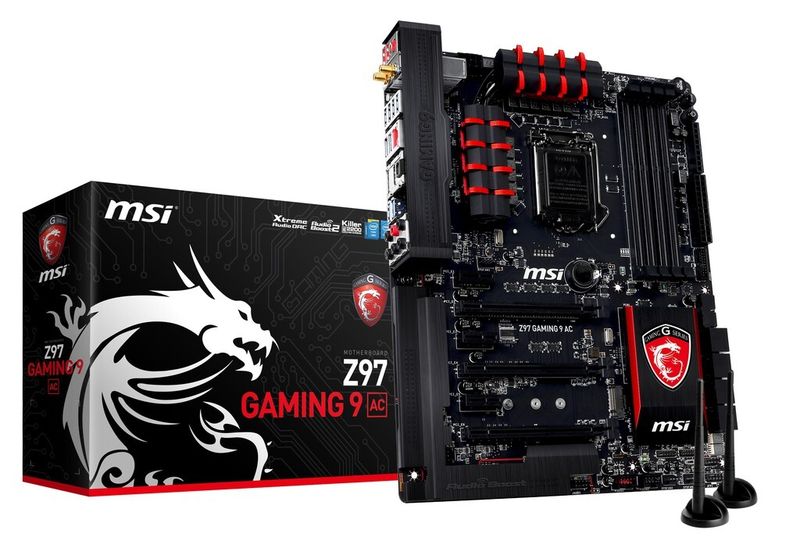 MSI hat beim Z97-Gaming 9 AC einen WLAN-Controller integriert, der 801.11ac unterstützt und so ein sehr schnelles drahtloses Netzwerk ermöglicht. (Bild: MSI)