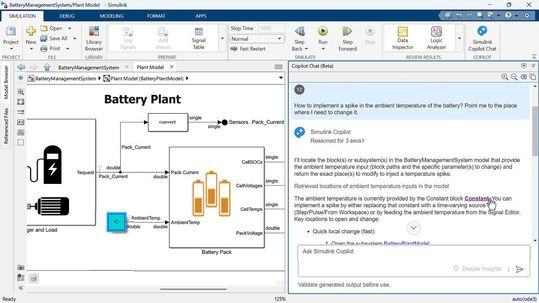 Simulink Copilot zeigt, wie sich Designänderungen im Modell umsetzen lassen und liefert dafür Schritt-für-Schritt-Anleitungen.(Bild:  Mathworks)