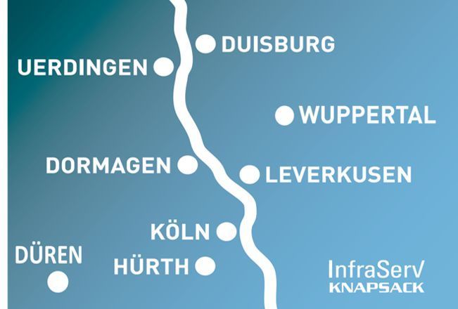 Die Standorte in Köln-Nord, Duisburg, in den Chempark Standorten Leverkusen, Dormagen und Krefeld-Uerdingen sowie im Industriepark Düren-Niederau spielen mit ihrem stabilen Wachstum eine zunehmend zentrale Rolle. (Infraserv Knapsack)